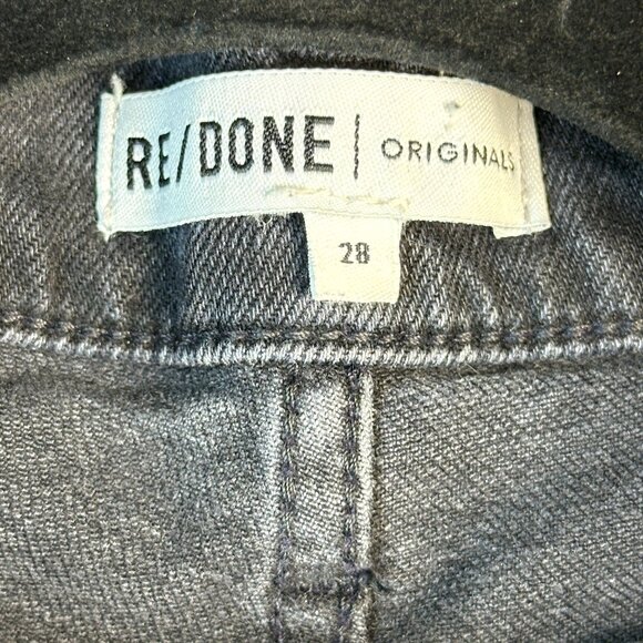 RE/DONE Womens Jeans Size 28 Black High Rise Ankle Crop 70s Stove PipeFrayed - Picture 3 of 13